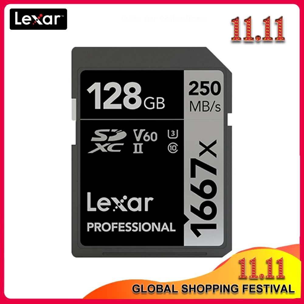 100% оригинал Lexar 1667x sd карта до 250 МБ/с./с флэш памяти 128 ГБ V60 UHS II U3 высокоскоростная