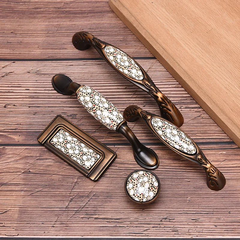 1 шт. антикварные бронзовые керамические ручки для шкафов ящиков дверные шкафа