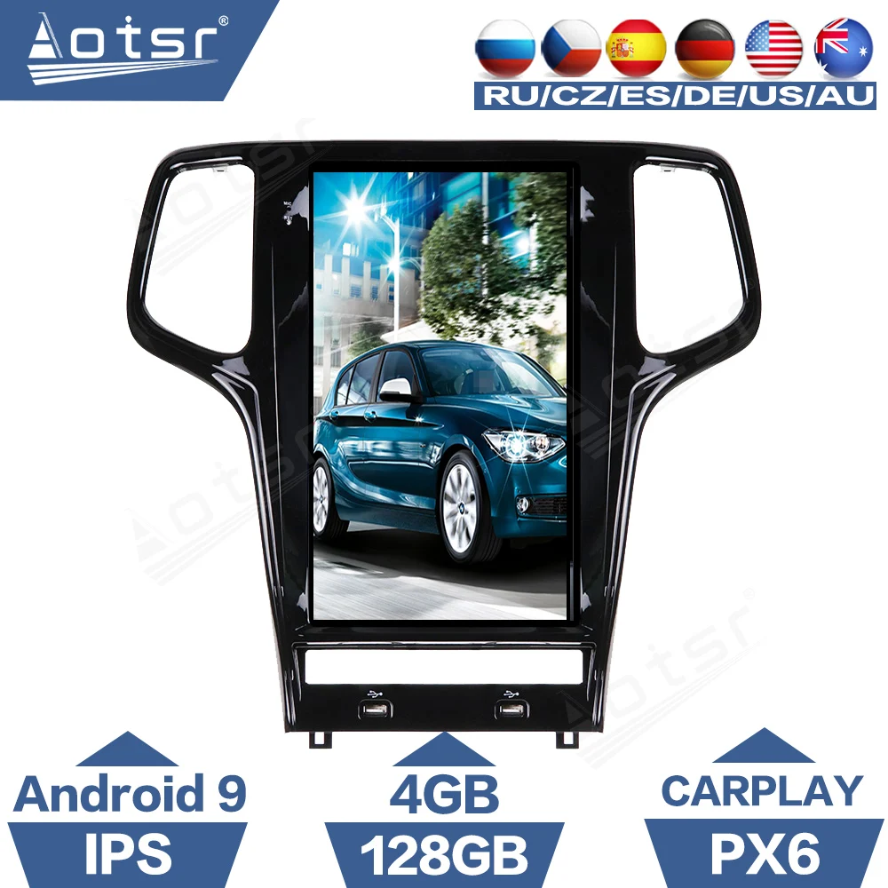 4 + 128G PX6 Tesla экран Android 9 автомобильное радио для Jeep Grand Cherokee WK2 2010 2019 мультимедийный