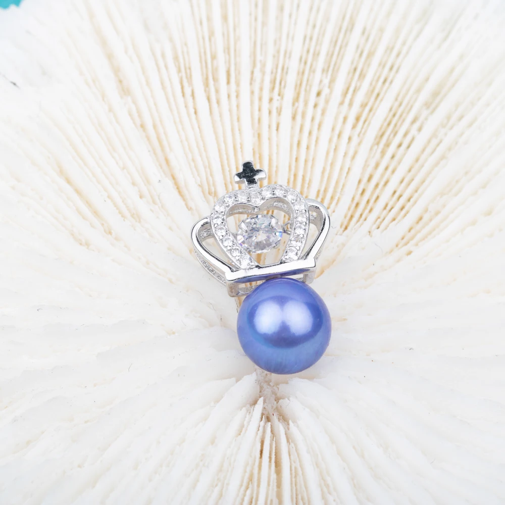 

P010880 Vermeerjewelry реальные 925 пробы серебряная подвеска для ребенка от 6 до 8 мм круглые бусины жемчугом или камнем Корона Форма без цепи
