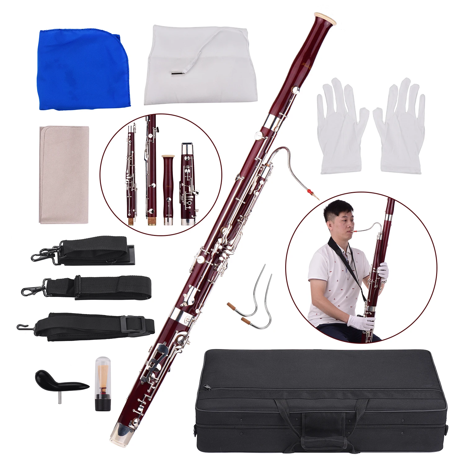 Профессиональный C тон Bassoon Cupronickel серебряный ключ кленовый корпус Cupronicke с