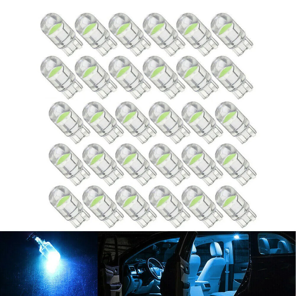 

W5W COB Bulbs T10 Ice Blue Interior LED Map Reading Turn Signal 168 194 30x Accessories