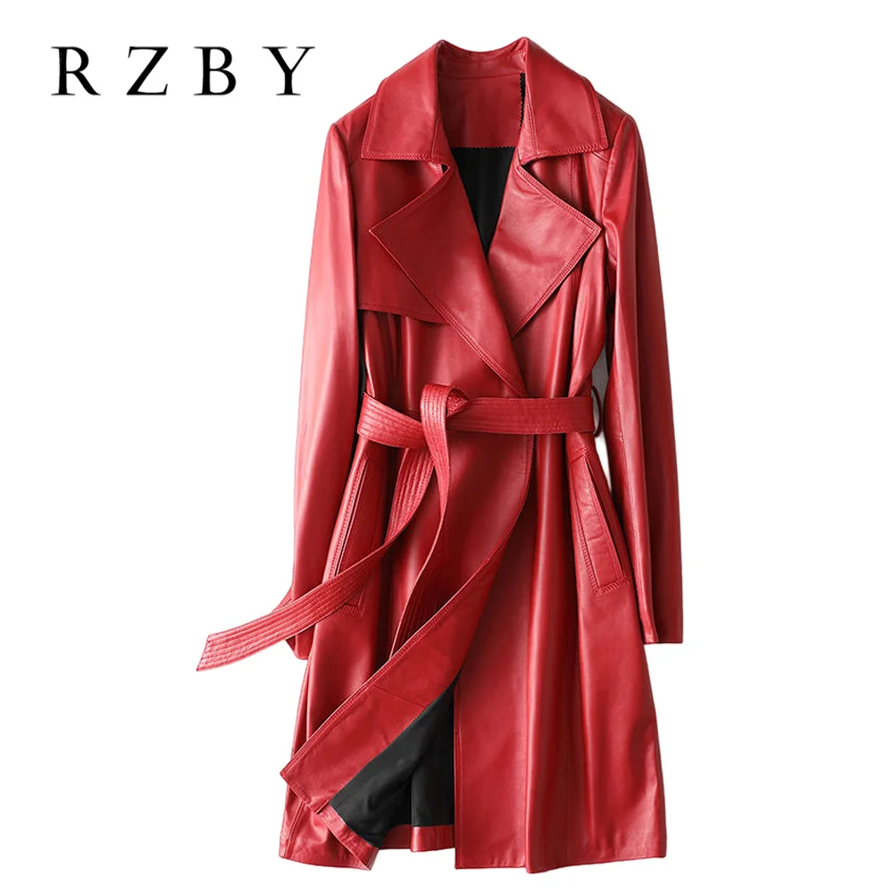 

Leather Genuine Women Jacket Natural 100% Sheepskin Belt Coat Female Fashion Long 가죽자켓 Manteau Femme Hiver 2021 Fourrure RZBY246