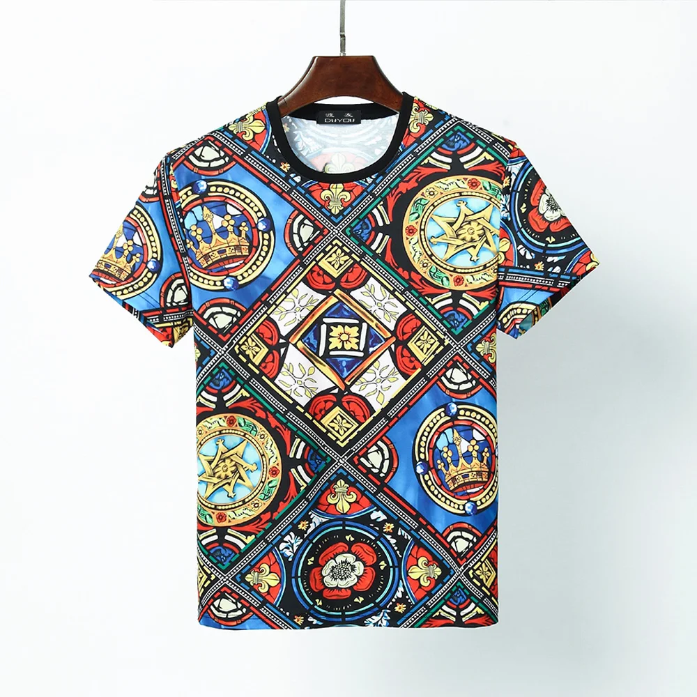 Футболка DUYOU мужская с коротким рукавом дизайнерская рубашка принтом короны и