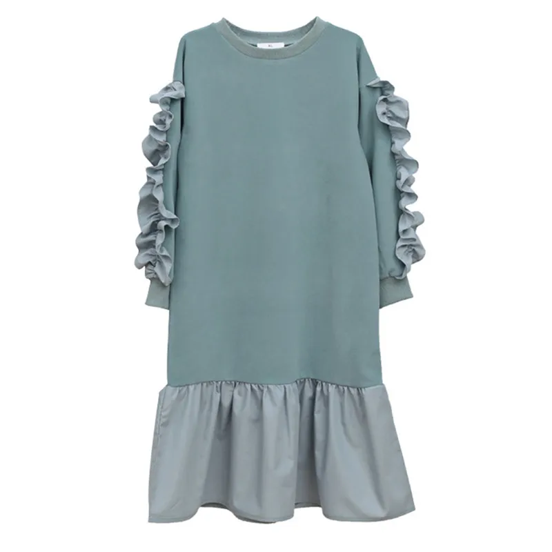Детское и подростковое платье с оборками на рукавах для девочек от 4 до 16 лет