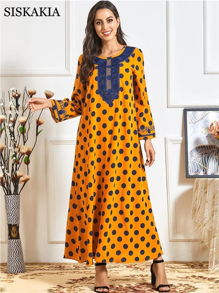 Siskakia шикарное Кружевное Платье макси с вышивкой в горошек для женщин осень 2020