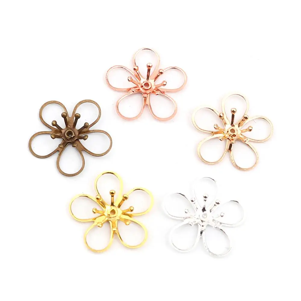 

DoreenBeads Copper Bead Cap (Fit Beads Size: 10mm Dia.) Flower Rose Gold/Gold Color DIY Making Earrings Jewelry Findings,20PCs