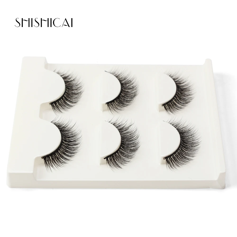 Искусственные норковые 3 пар/компл. 3D накладные ресницы ручной работы черные