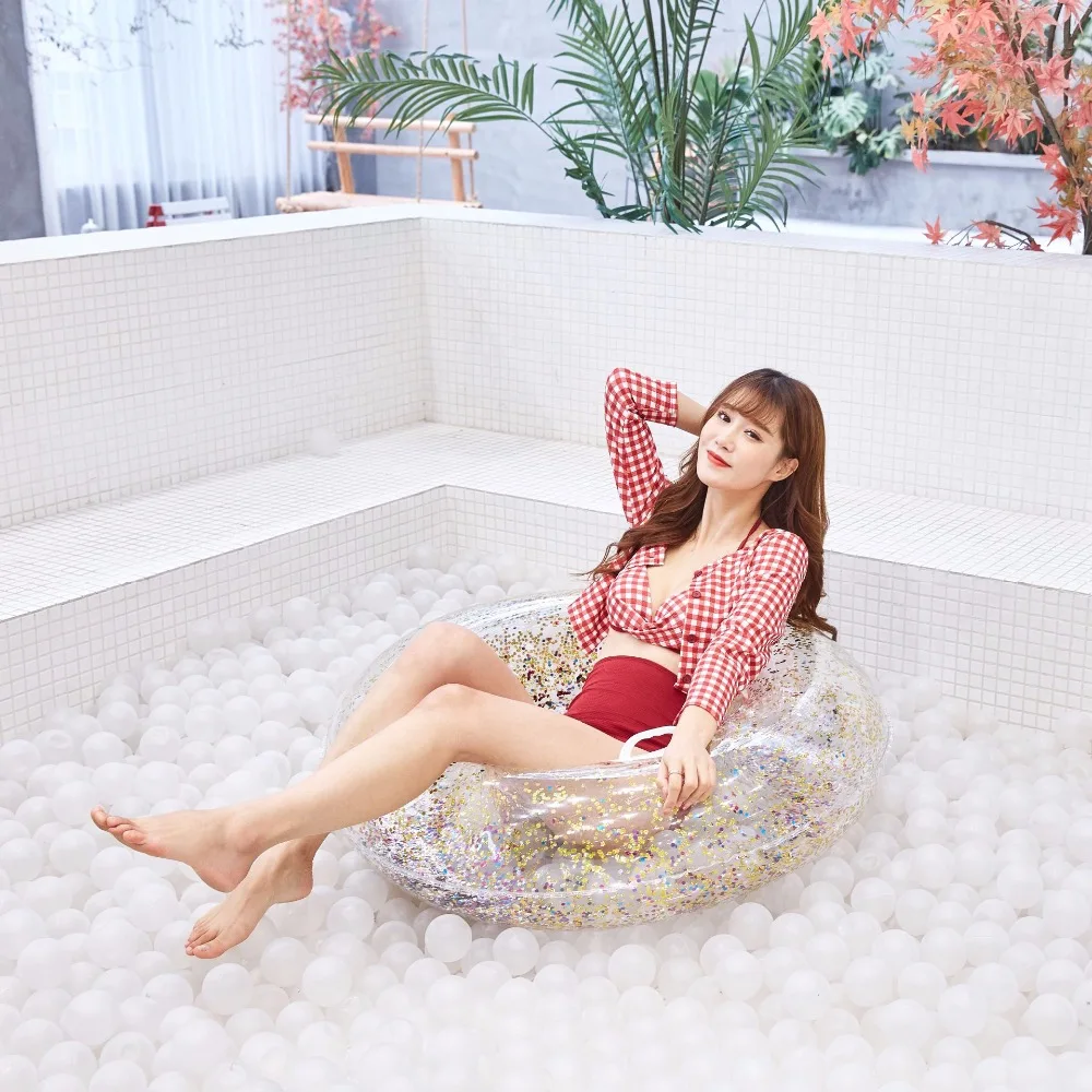 Надувной круг для бассейна блестящее кольцо плавания 90 см 120 | Спорт и развлечения