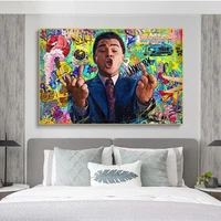 leonardo dicaprio money canvas painting watercolor art money talks posters prints cuadros wall pictures for living room decor