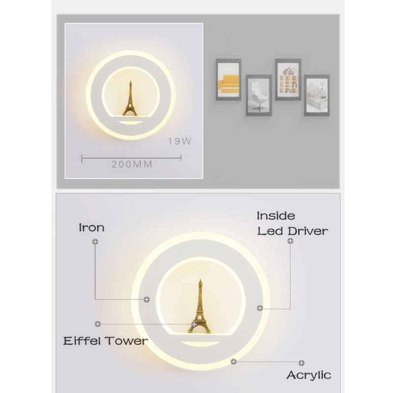 19 Вт современный декоративный светодиодный настенный светильник в виде башни