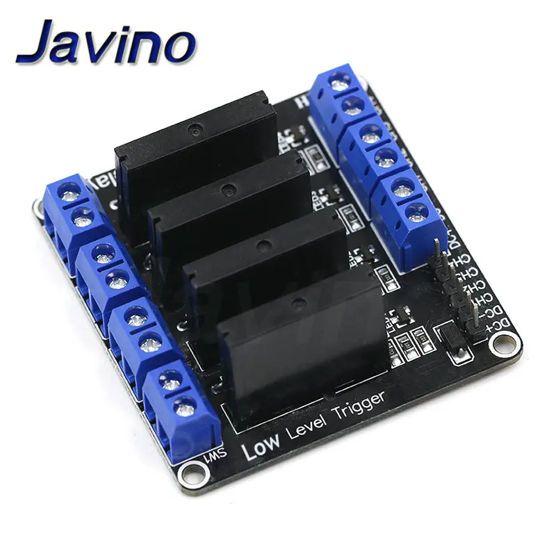 Низкий уровень 5 в 1/2/4/8 канальный твердотельный релейный модуль SSR G3MB-202P 240 В 2A выход с резистивный плавкий предохранитель для Arduino 1 2 4 8 способ - Габаритные размеры: 4 channel