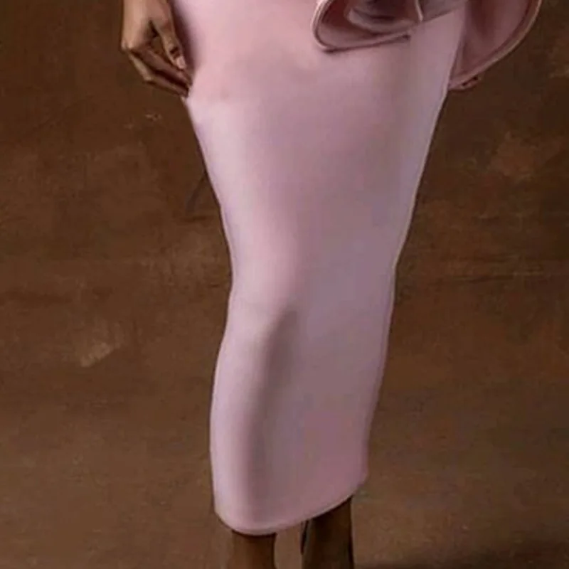 Off-the-shoulder wrapped chest waist dress new fashion party women's body banquet puff sleeves ruffled ladies African wome | Женская