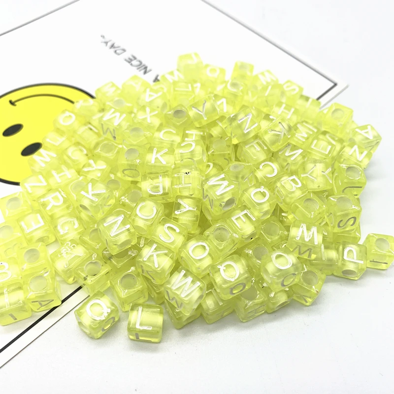 100 шт./лот 6 мм акриловые бусины-разделители бусины Квадратные в форме букв