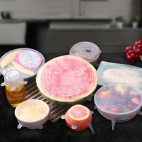 6 pcs set reusable silicone food cover stretch lids elastic bowl microwave cover kitchen wrap fresh keeping silicone caps