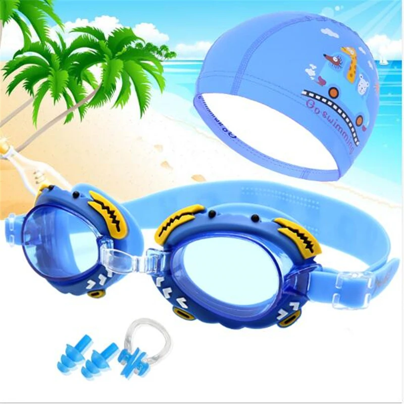 

Children Swimming Glasses Cartoon Kids Swim Caps Ear Plug Professional Fish Crab Eyewear Arena Waterproof Swimming Goggles