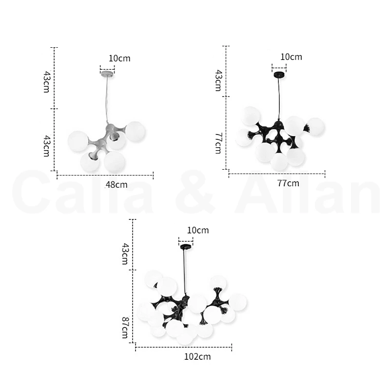 

Nordic iron art simple clothing store lighting molecular light glass ball personality creative modern living room lamp bedroom