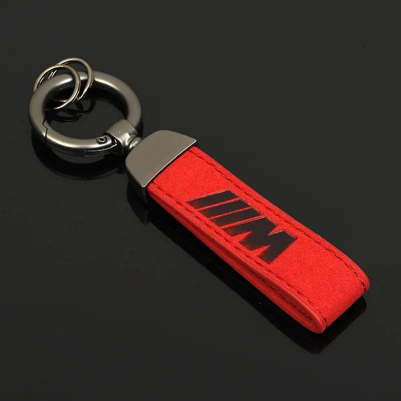 

M Tricolor Sport Logo for Audi Sline for Audi RS for Volkswagen R Mercedes AMG Suede Car Keychain Pendant Auto Key Ring Jewelry