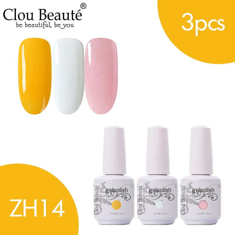 ZH14 Clou Beaute 3 шт. 15 мл Гель-лак набор УФ светодиодный лак для ногтей для маникюра УФ-гель для ногтей Топ УФ светодиодный гель для ногтей Гибридный гель для ногтей - Цвет: ZH14