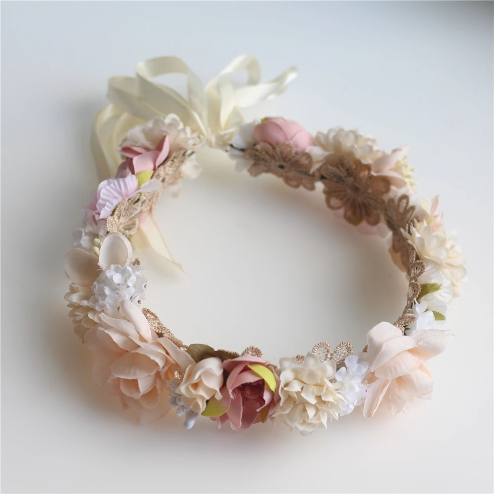 Цветочная корона для девочек свадебный головной убор в стиле бохо ободок волос