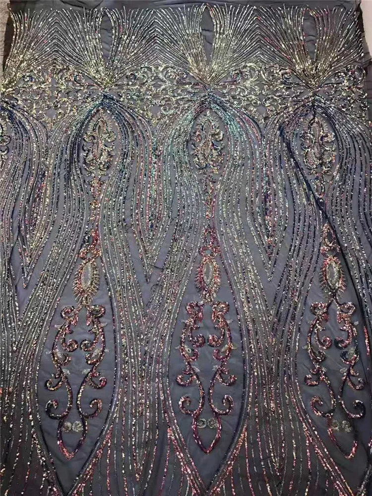 5 ярдов африканская кружевная ткань с вышивкой и большими цветами блестками | Дом