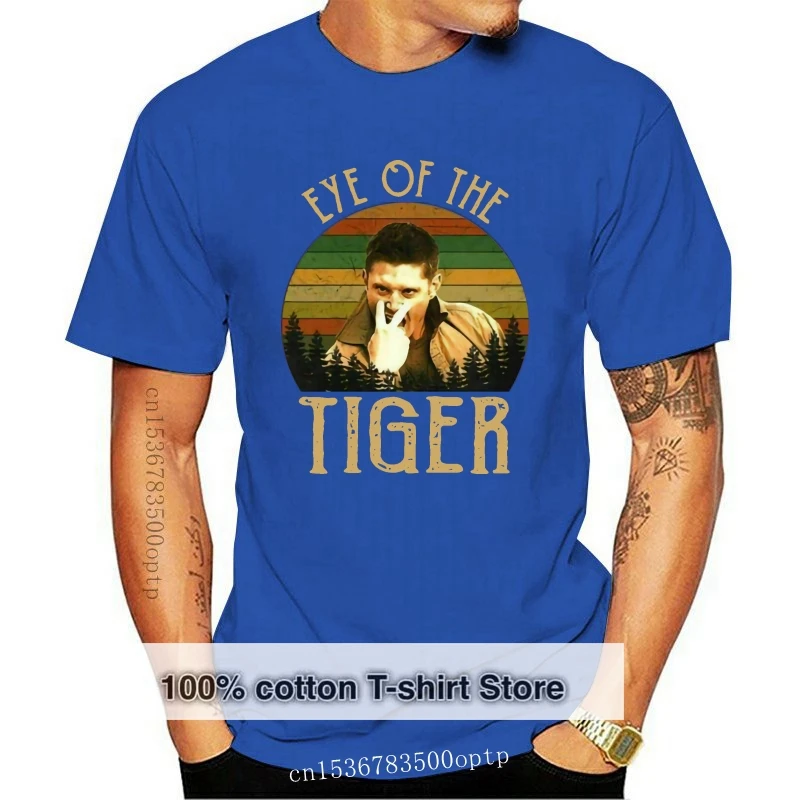 

Eye Of The Tiger Dean Winchester Supernatural Castiel Black T-Shirt For Sam Fans Popular Tagless Tee Shirt