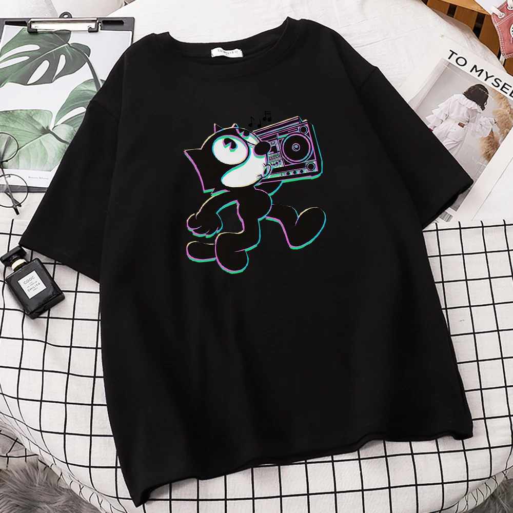 Модные стильные футболки Felix Fox для женщин модные Аниме свободная одежда оверсайз