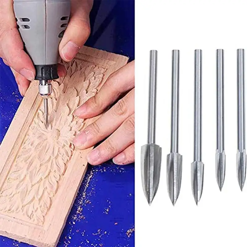 5pcs/set Wood Carving Bits Bit Set Steel Root Grinder Burrs Precise Products Handmade Craft | Инструменты