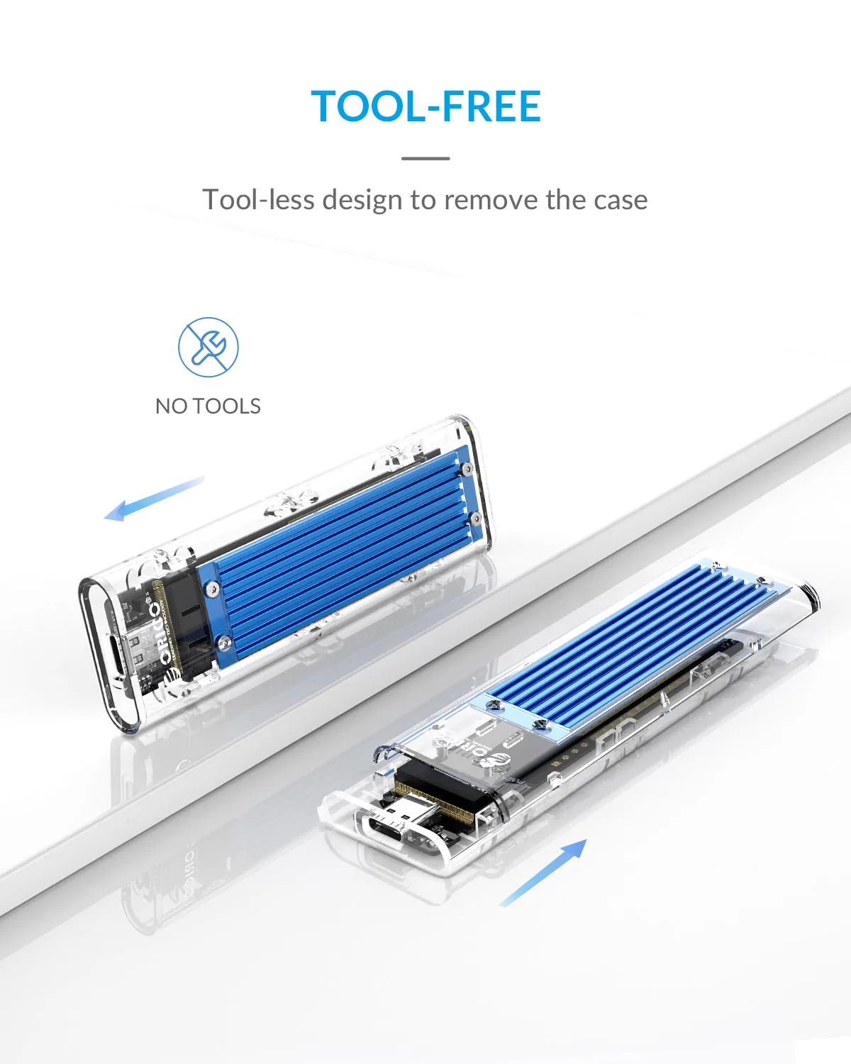 ORICO M.2 для Тип-C SSD корпус NVME прозрачный USB3.1 Gen2 10 Гбит/с Поддержка UASP 2 ТБ для NVME PCIE NGFF SATA м/B Ключ SSD жесткий диск