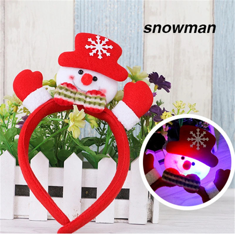 2019 LED Light Headband Lovely Christmas Santa Reindeer Snowman Bear Hair Band Lighting Xmas Decoration Red New Years Gift Kids | Дом и сад