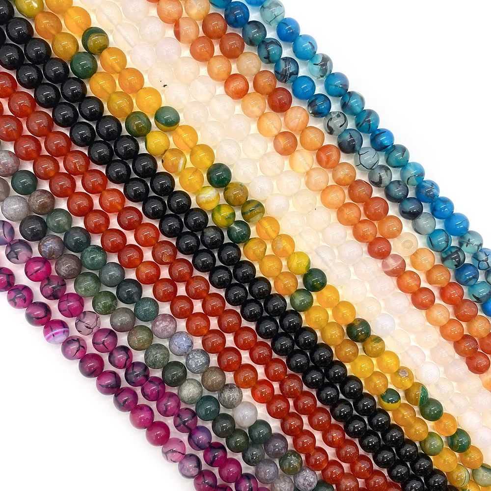 

1 Strand 6-10mm Line Agate Natural Semi-precious Stone Loose Beads Strand 14 Colors for Choice DIY for Making Necklace Bracelets