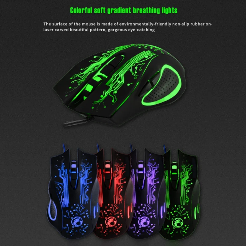 IMice X9 Computer Mouse Ergonomic 6-Button Optical Wired Rgb for Pc Laptop | Компьютеры и офис