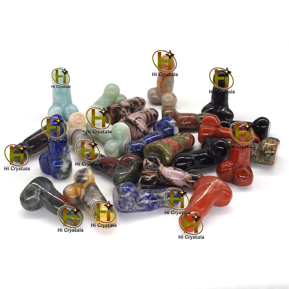 5 шт./лот 1 дюйм мини фигурка пениса натуральные камни резные поделки украшение из