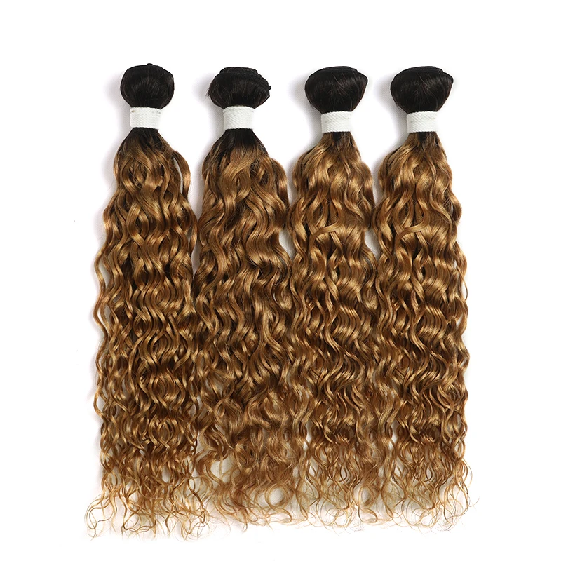 

Ombre Honey Blonde Water Wave Human Hair Bundles SOKU T1B-27 8-26inch Brazilian Hair Weave Bundles Non-Remy Human Hair Extension