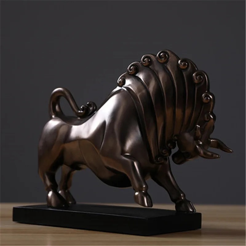 

WU CHEN LONG Nordic Creative Simulation Animals Lucky Cattle Art Statue Modern Living Room Office Home Decor Cow Sculpture A3303