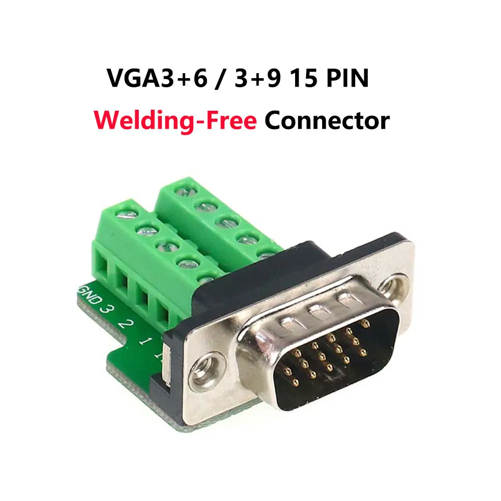 VGA без сварки штекер гнездо 3 ряда 15 Pin + 6/3 9 последовательный порт Разъем DB15 D Sub