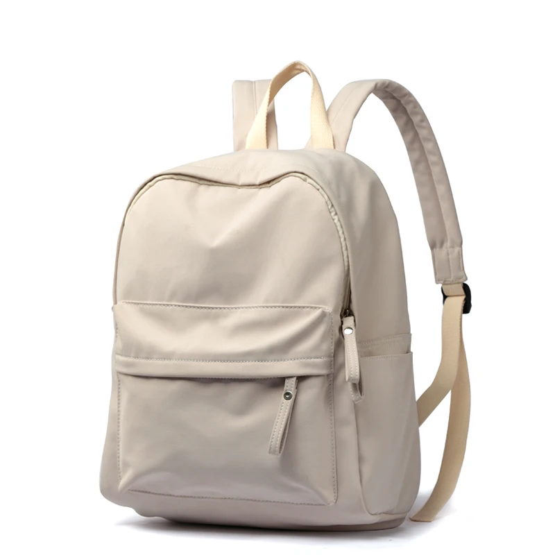 Solid Book School Bag 2020 Beige Backpack For Women College bag For Girl Pocket Travel mochilas korean Bag Fit ipad Laptop Bag