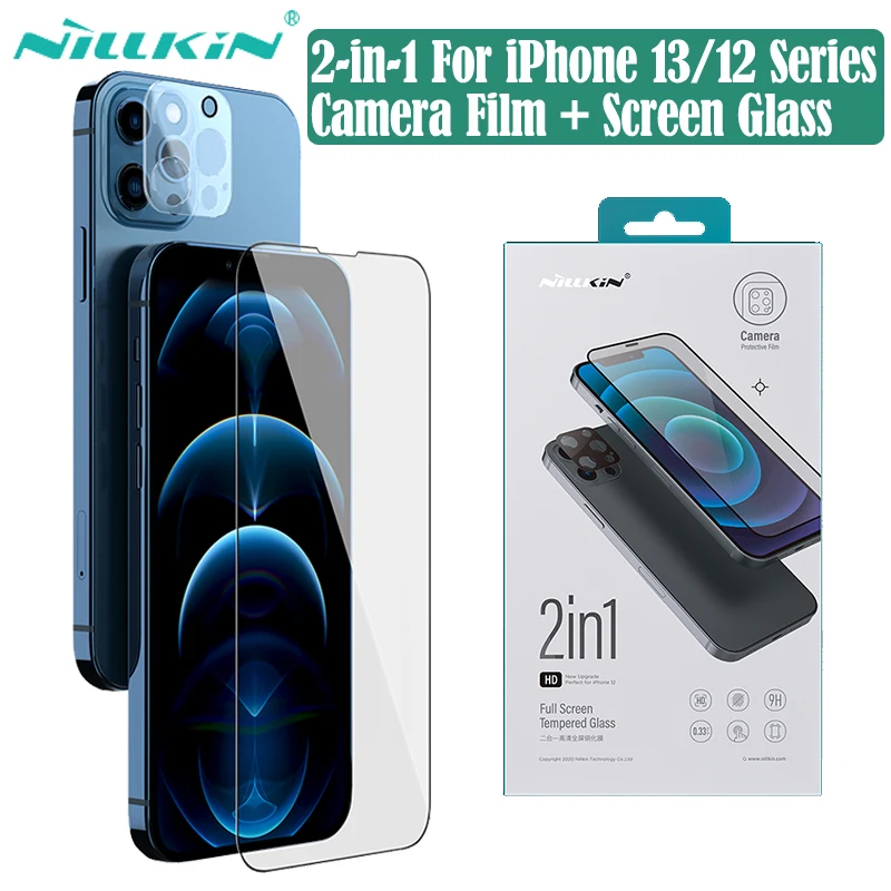 

For iPhone 13 12 / Pro / Max Tempered Glass Nillkin 2-in-1 Camera And Screen Protector Full Coverage Glass For iPhone13 12 Mini