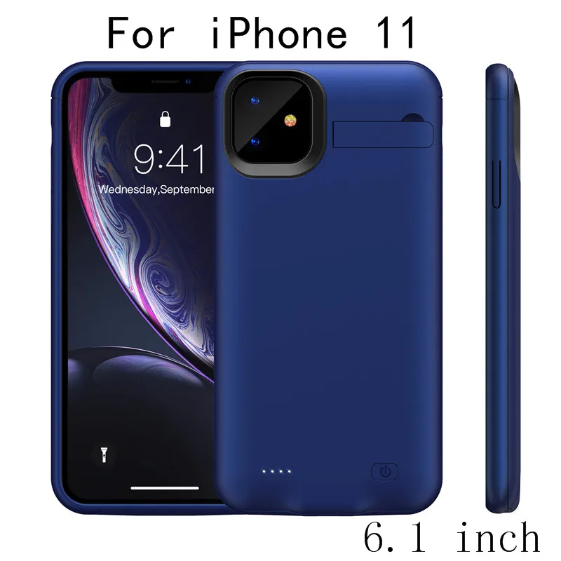Чехол для зарядного устройства для iPhone 11, тонкий ударопрочный внешний аккумулятор, зарядная крышка для iPhone 11 Pro Max, зарядное устройство, задняя упаковка - Цвет: i11-Blue