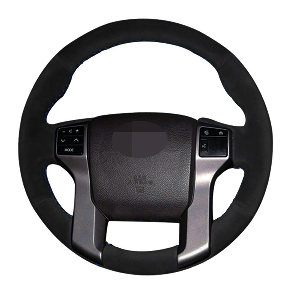 Чехол рулевого колеса автомобиля DIY Ручная работа черная замша для Toyota Land Cruiser Prado