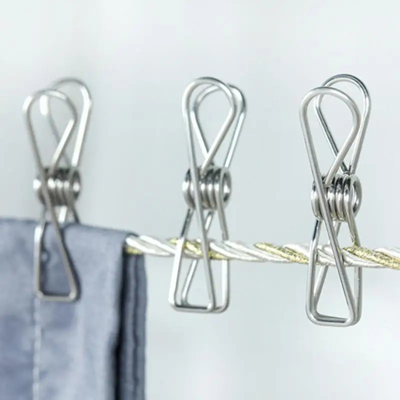 

20pcs Clothes Pegs Stainless Steel Strong Large Multi-functional Windproof Clip Bed Sheet Clips Bedspread Clip Household Items