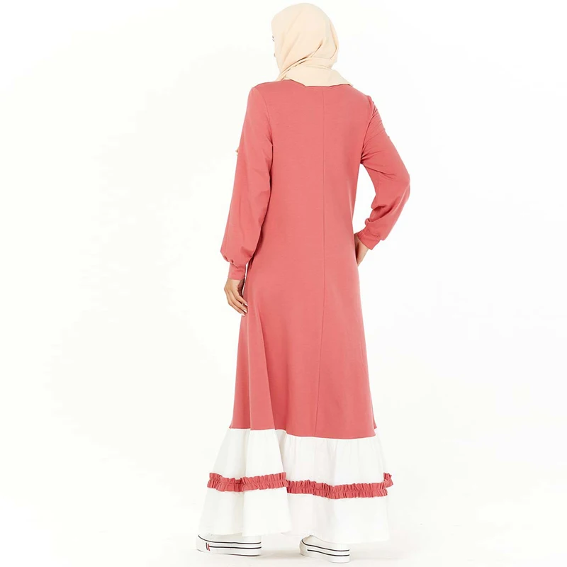 Мусульманское платье с карманом и розовым хиджабом турецкие платья Abaya ислам