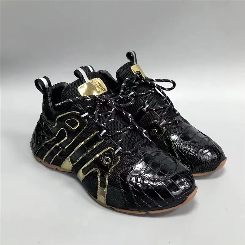 

Кроссовки мужские из натуральной крокодиловой кожи, на шнуровке