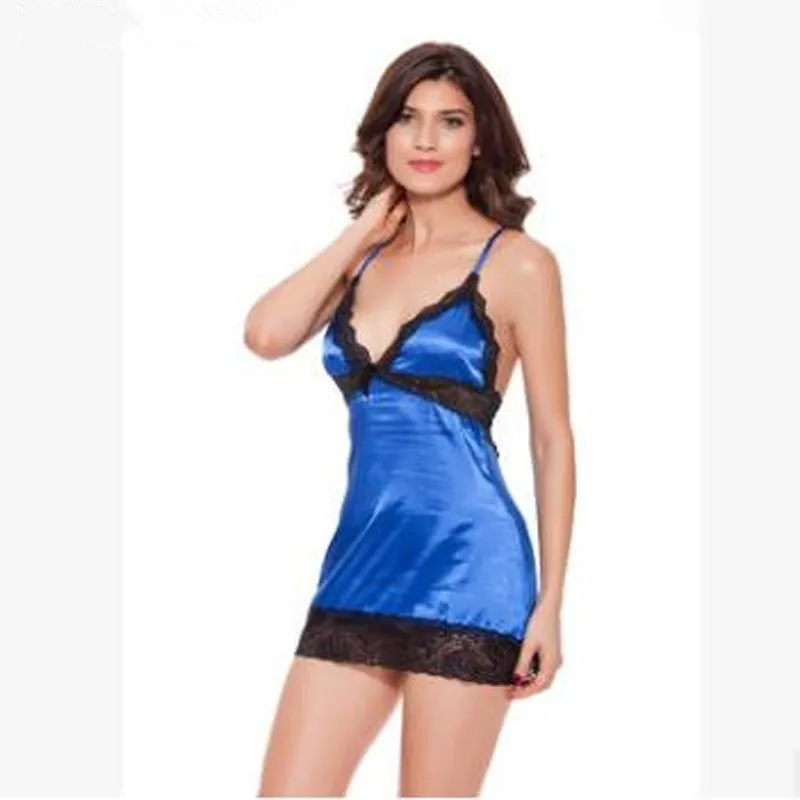 Женская сексуальная ночная рубашка нижнее белье кружевная атласная шелковая