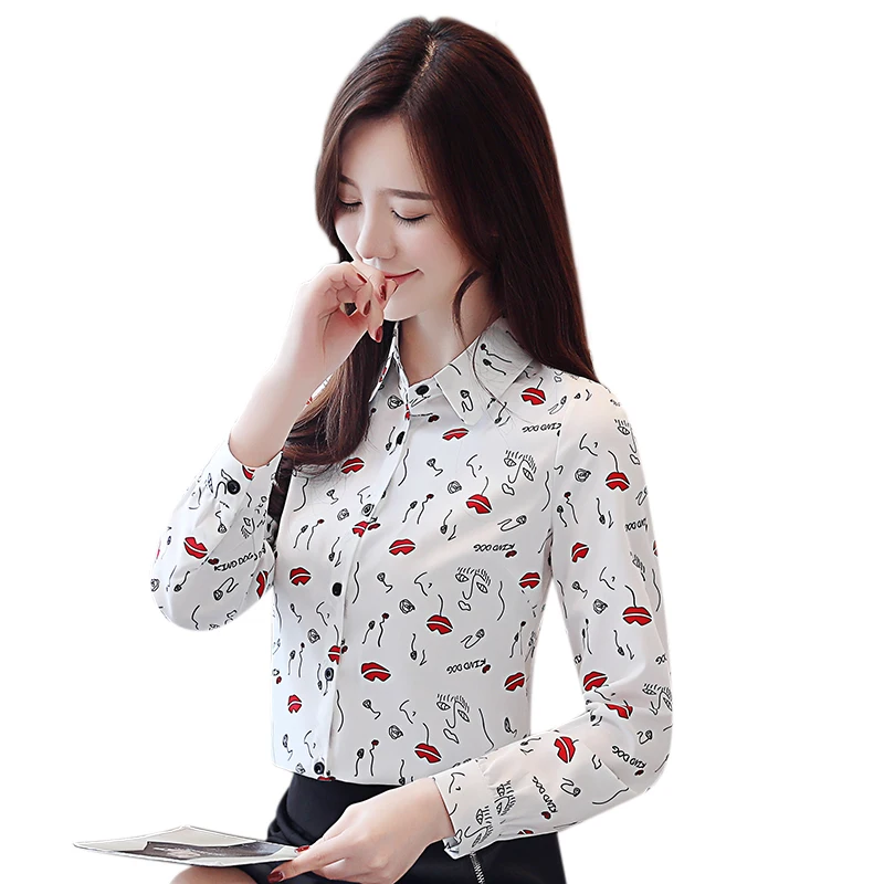 

Blusas Mujer De Moda 2021 Fashion Print Korean Printed Long Sleeve Women Tops and Blouses Button Ladies Shirts Slim 8338 50