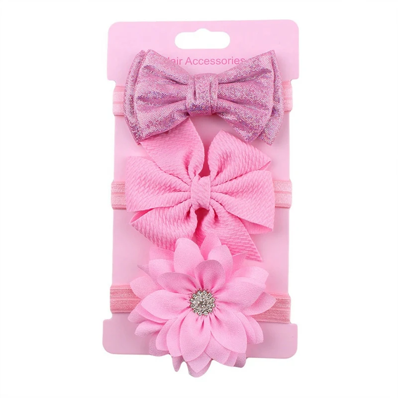 3 шт./лот повязка на голову с цветами для маленьких девочек эластичная бантиками