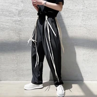 large size summer abstinence detachable shoelace ribbon design personalized versatile small trousers mens straight pants