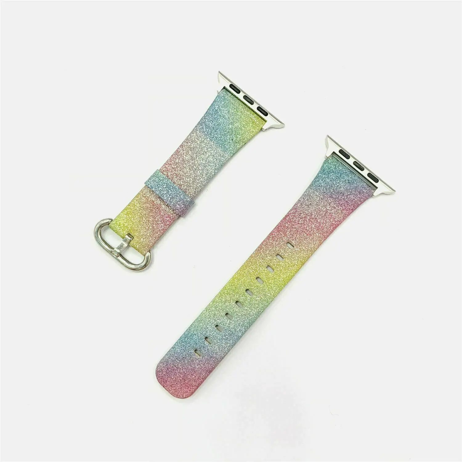 Блестящий Радужный кожаный ремешок для Apple Watch Band iWatch Series 5 4 3 2 1 сменный Браслет с