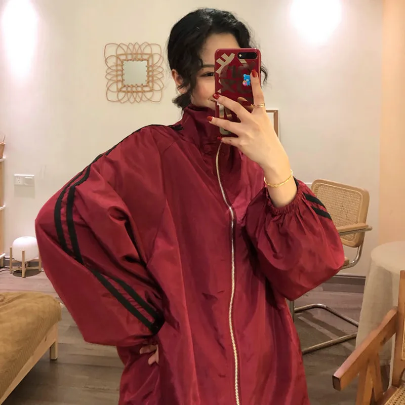 

Jackets Women BF Style Chic Harajuku Sun-proof Leisure Spring Couples Jacket Zipper High Street All-match Popular Teens Outwear