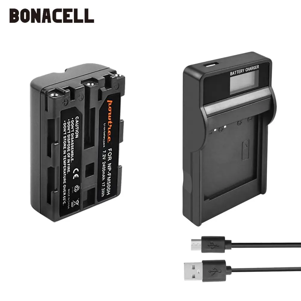 Bonacell 2400 мА/ч, NP-FM500H NP FM500H NPFM500H Камера Батарея+ ЖК-дисплей Зарядное устройство для sony A57 A58 A65 A77 A99 A550 A560 A580 Батарея L50 - Цвет: 1X Battery Charger